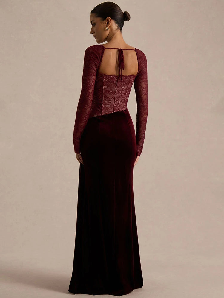 Seraphina - Lace & Velvet Evening Gown