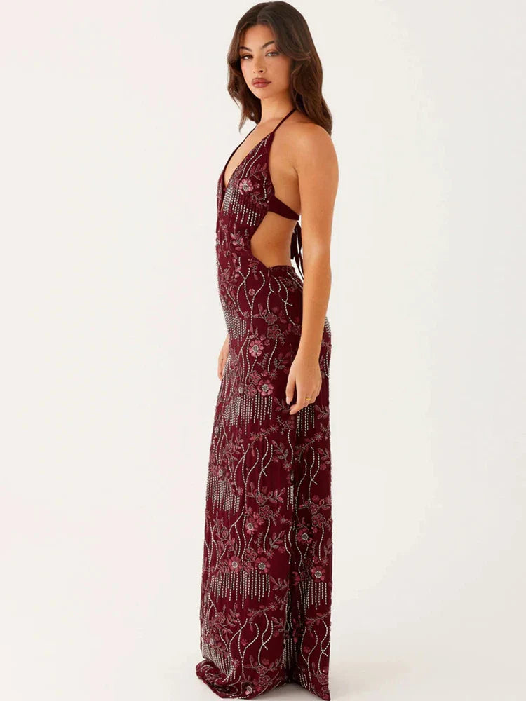 Arabella | Backless Sequin Maxi Dress