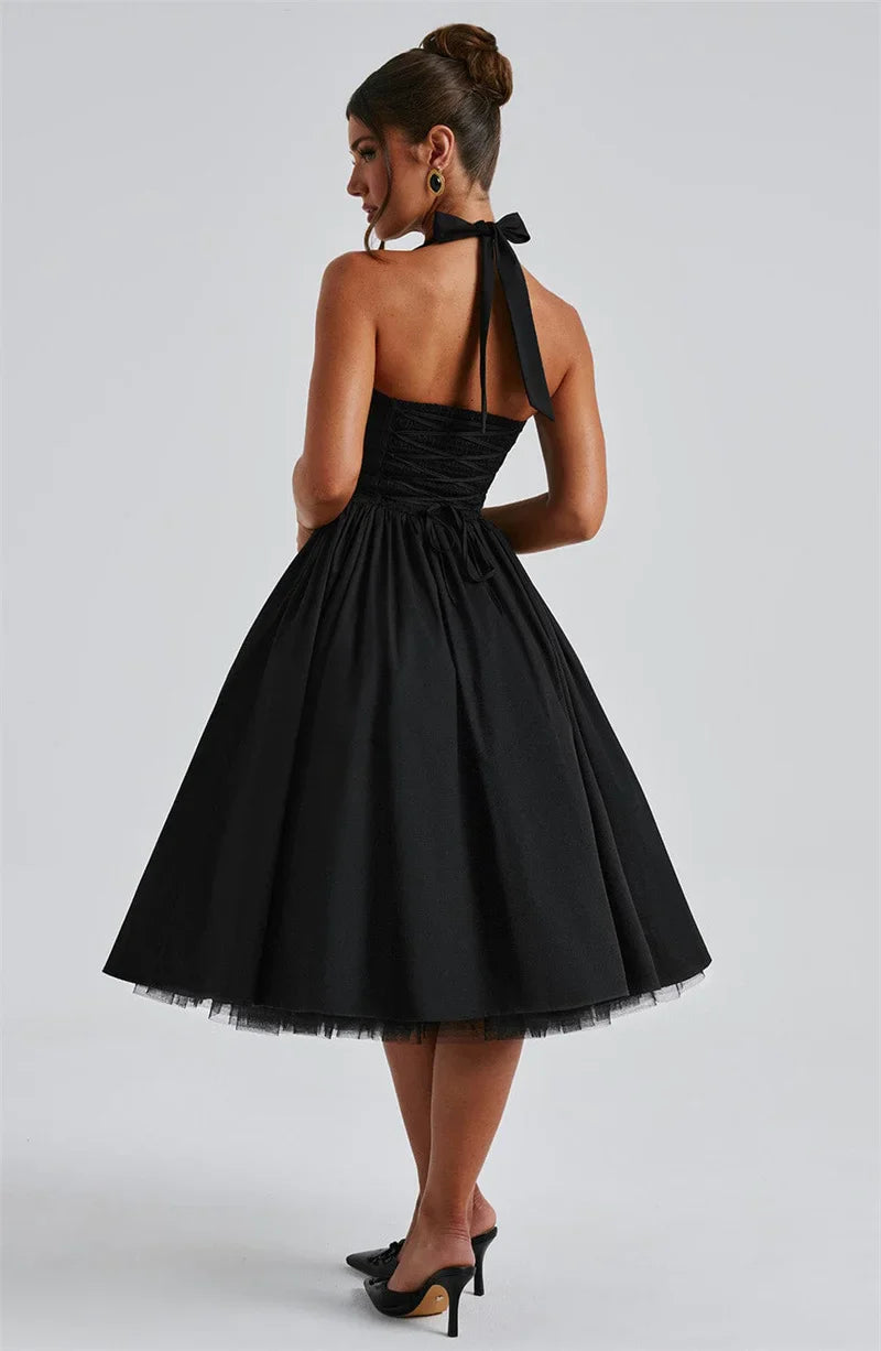 Edith | Square Neck Midi Dress Black