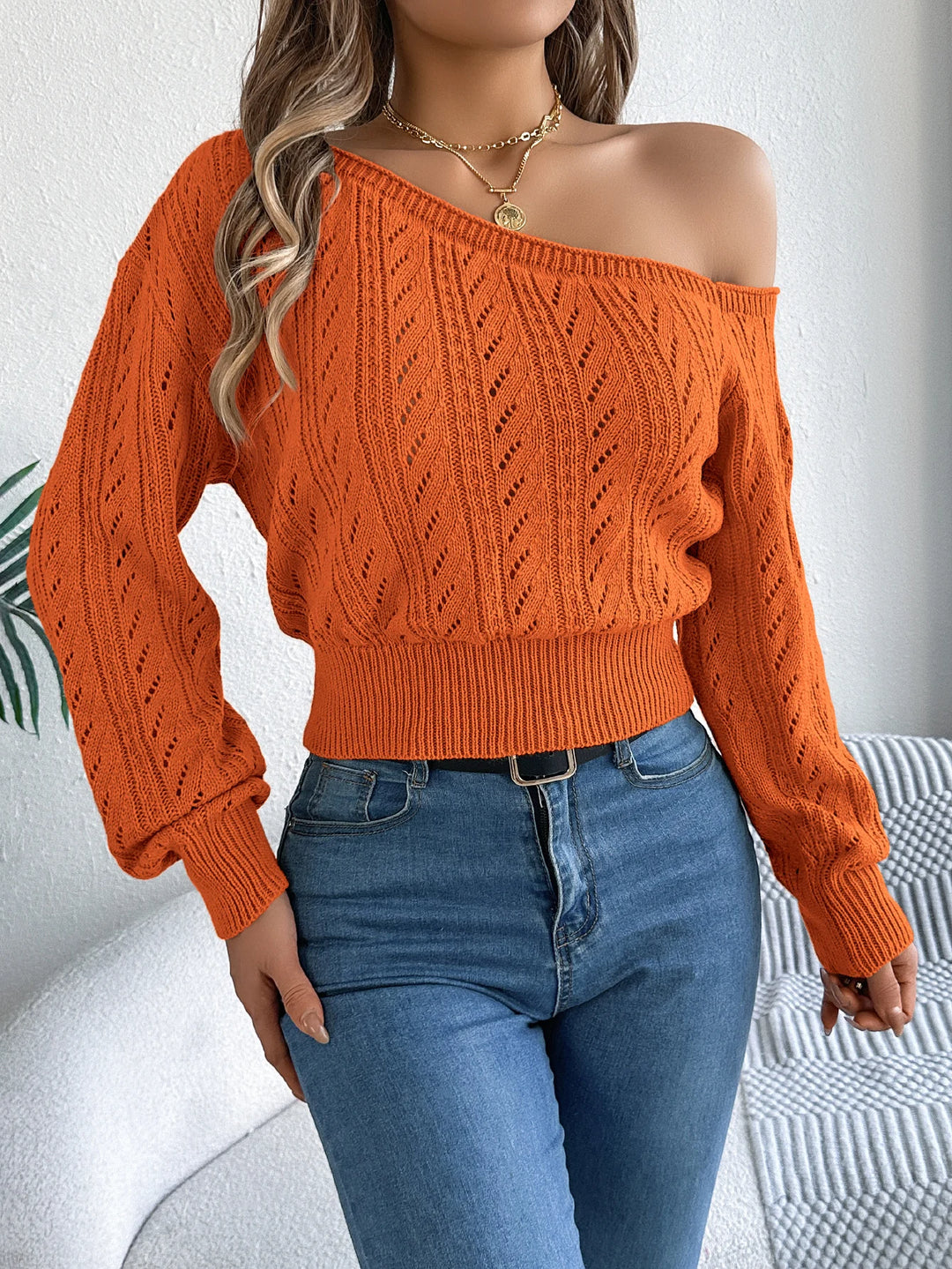 Isla - Off‑Shoulder Cable Knit