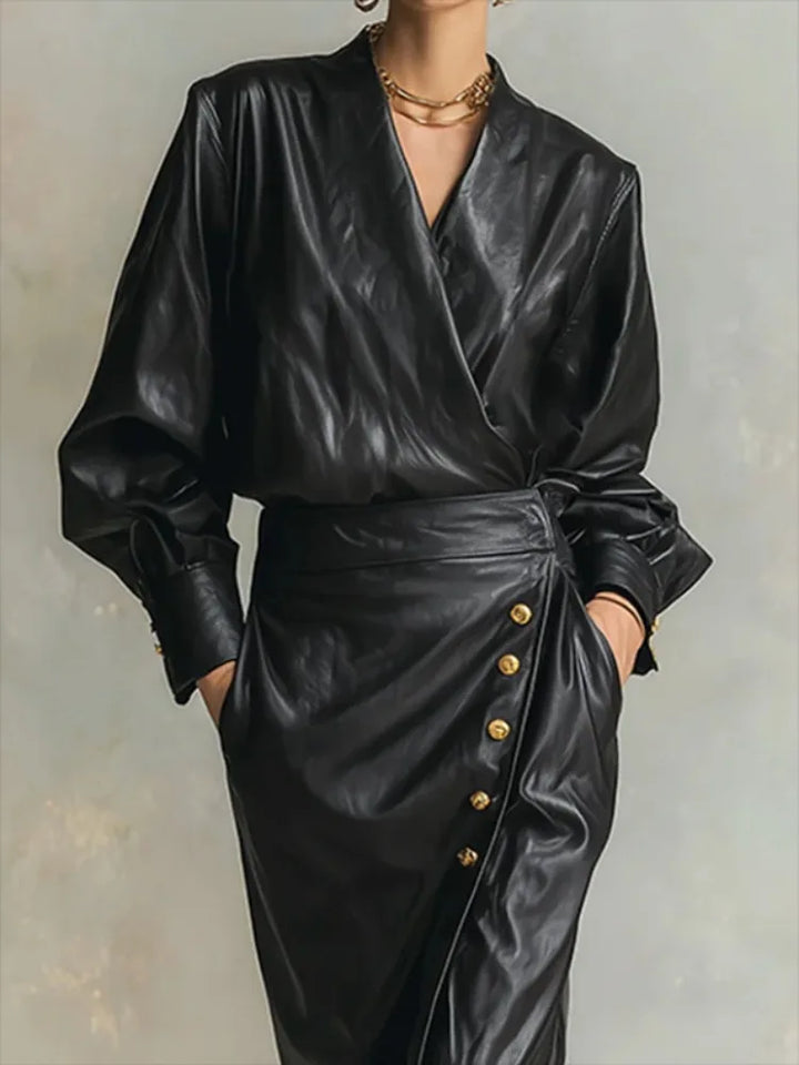 Charlotte - Luxe Wrap Leather Dress