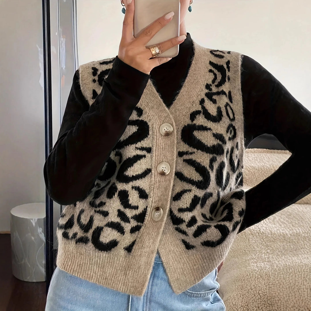 Nova - Leopard Knit Vest