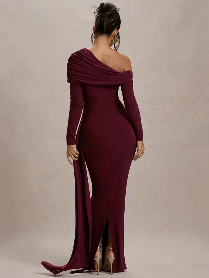 Alessia - Draped Shoulder Gown