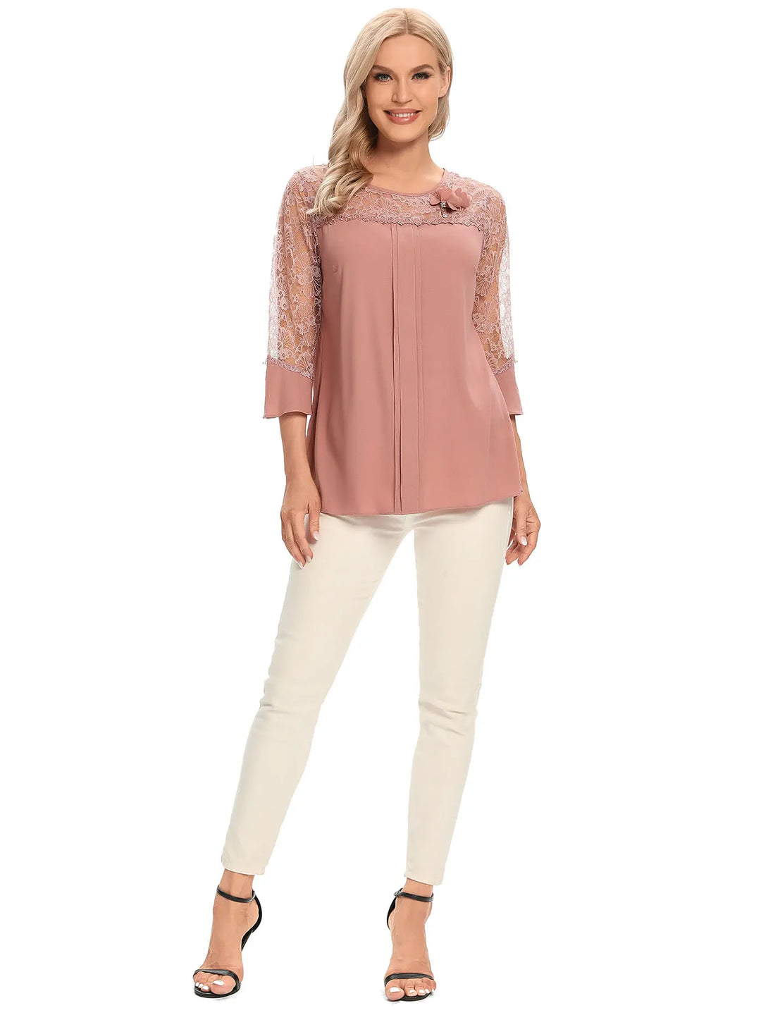 Hannah - Elegant Lace Trim Blouse