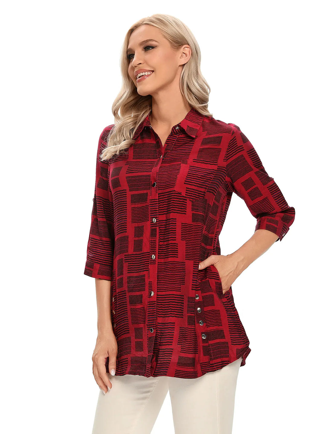 Evie - Casual  Button-Through Blouse
