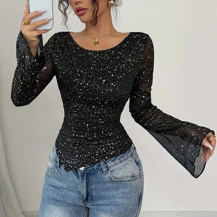 Midnight Sparkle Mesh Top