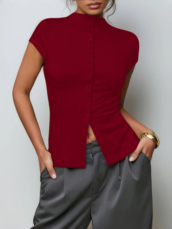 Mila - Ribbed Button Knit