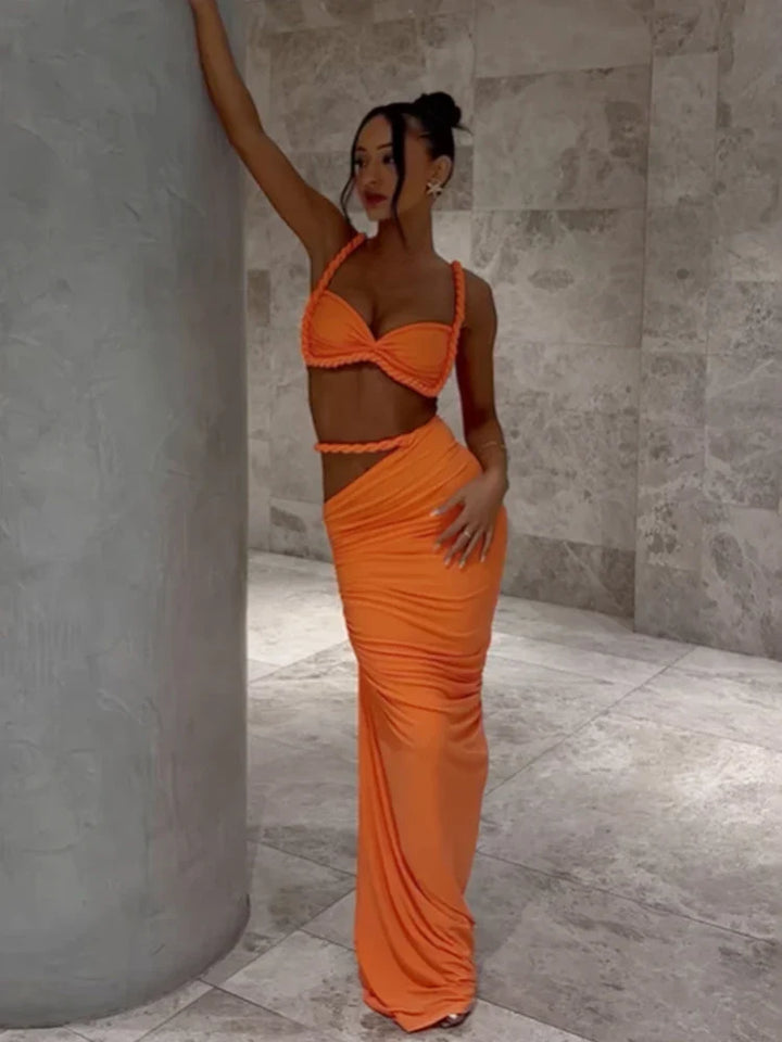 Velmira | Backless Skirt Set