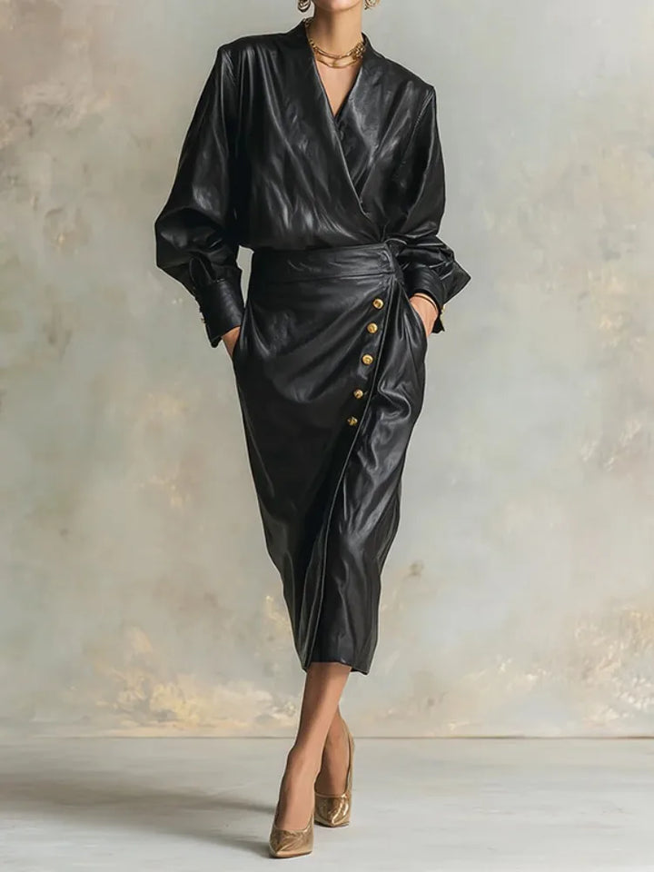 Charlotte - Luxe Wrap Leather Dress