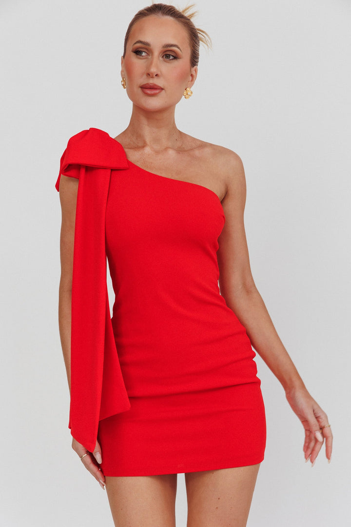 Camilla | One-Shoulder Mini Dress -Red