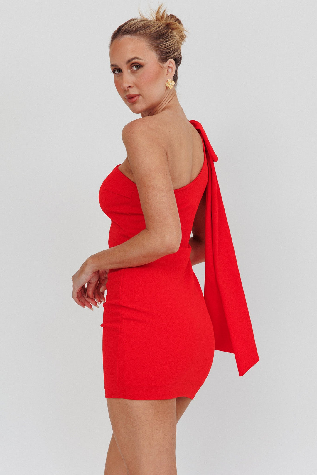 Camilla | One-Shoulder Mini Dress -Red