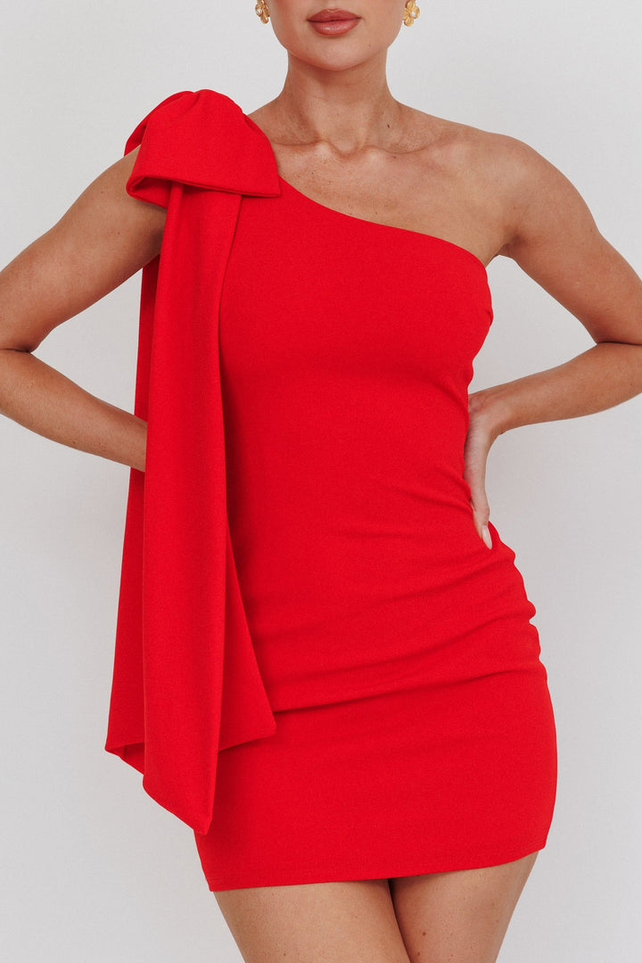 Camilla | One-Shoulder Mini Dress -Red
