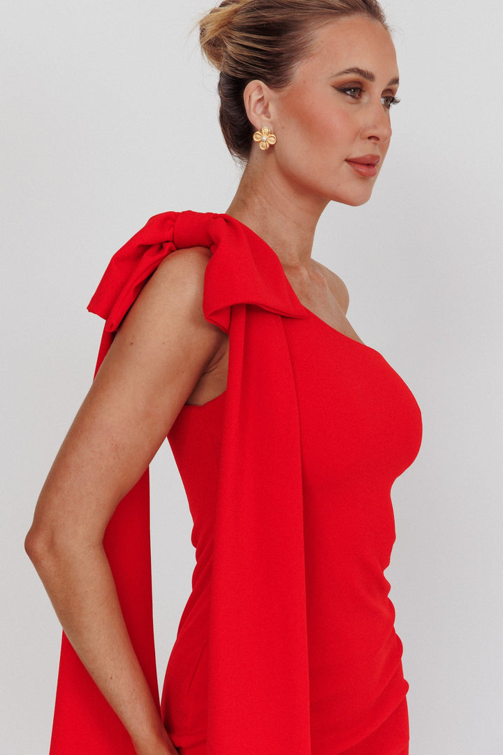 Camilla | One-Shoulder Mini Dress -Red