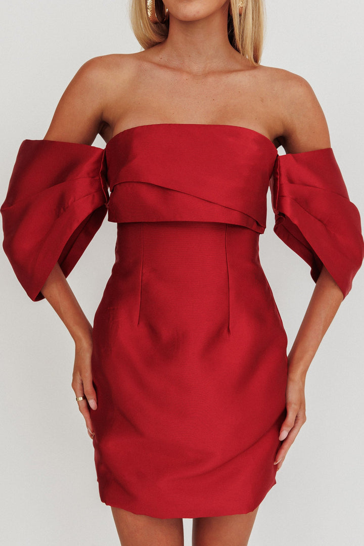 Magnolia | Off-Shoulder Mini Dress - Red
