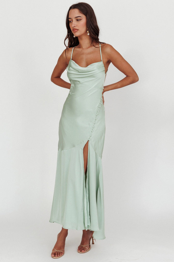 Elpis | Satin Maxi Dress - Mint