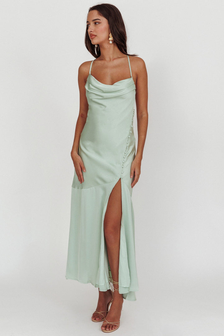 Elpis | Satin Maxi Dress - Mint