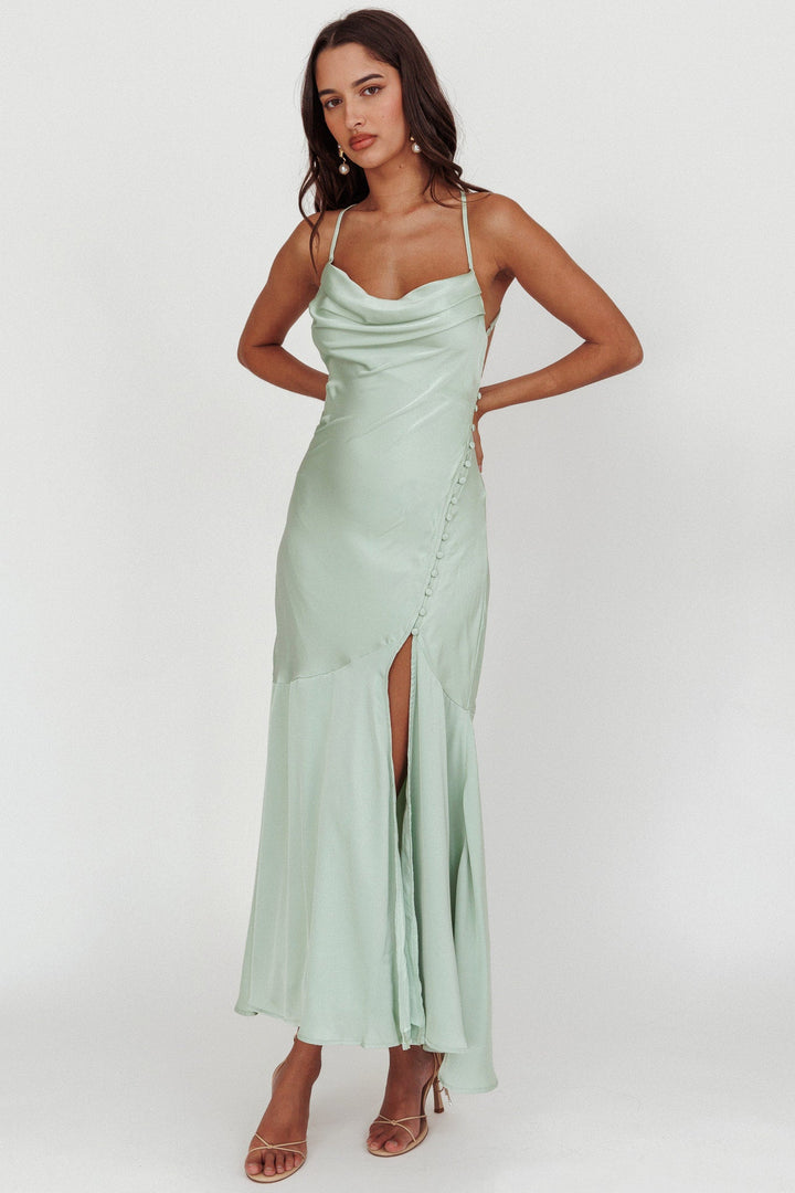 Elpis | Satin Maxi Dress - Mint