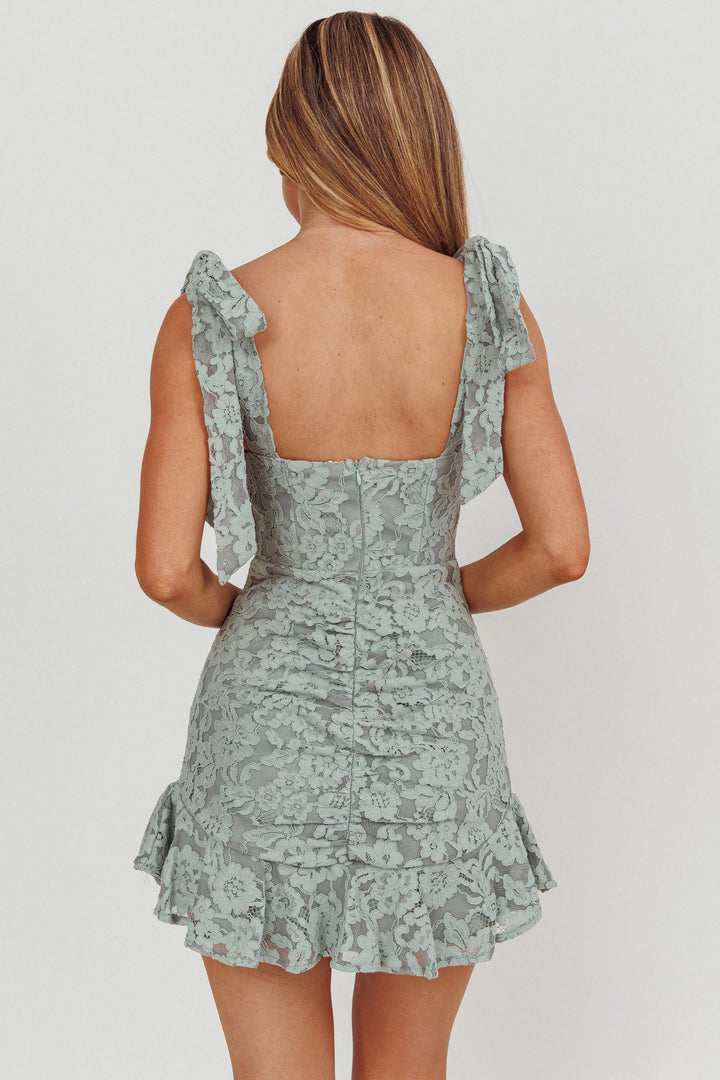 Neriah | Lace Mini Dress - Sage
