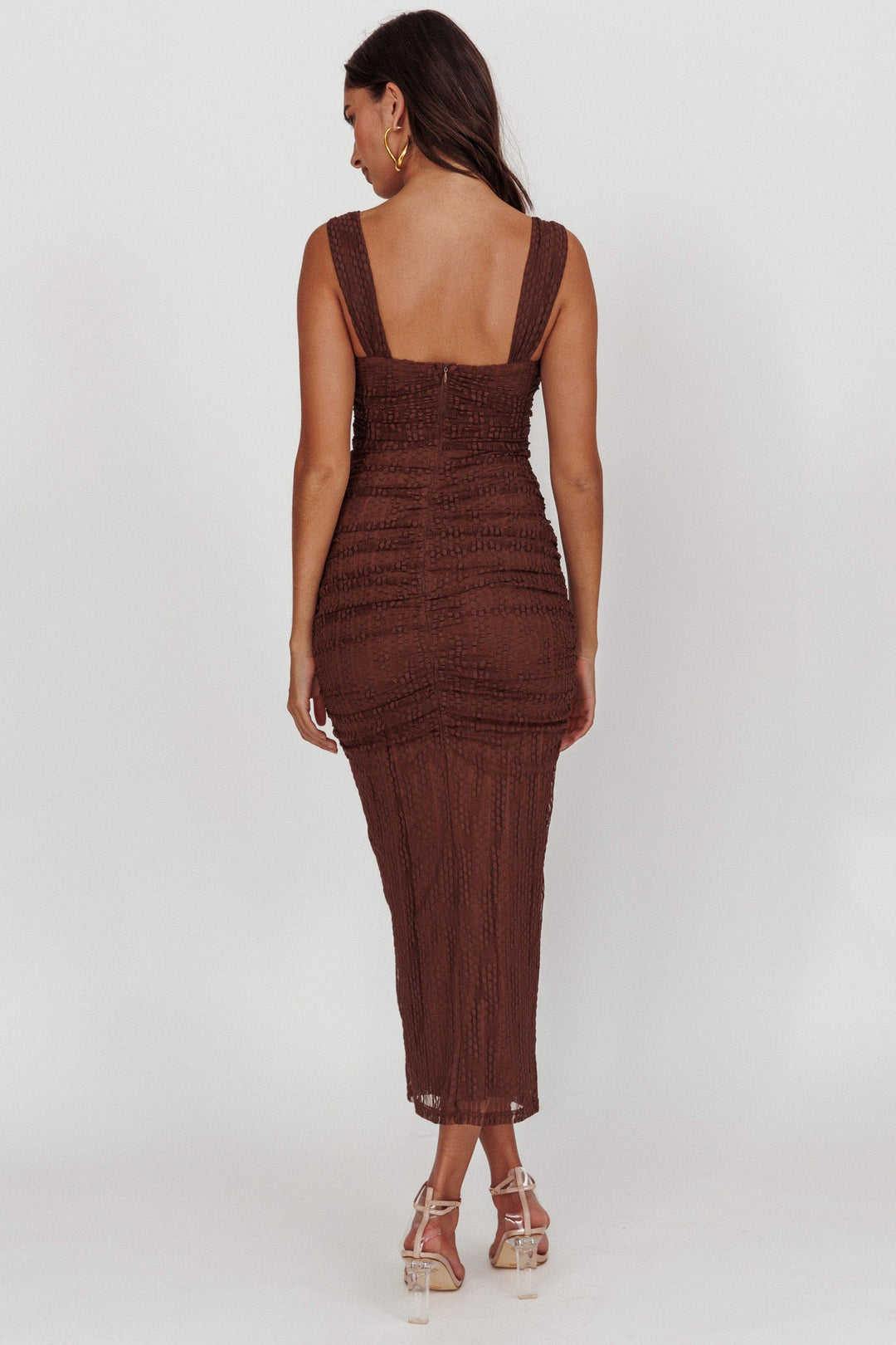 Oliana | Bodycon Midi Dress - Chocolate