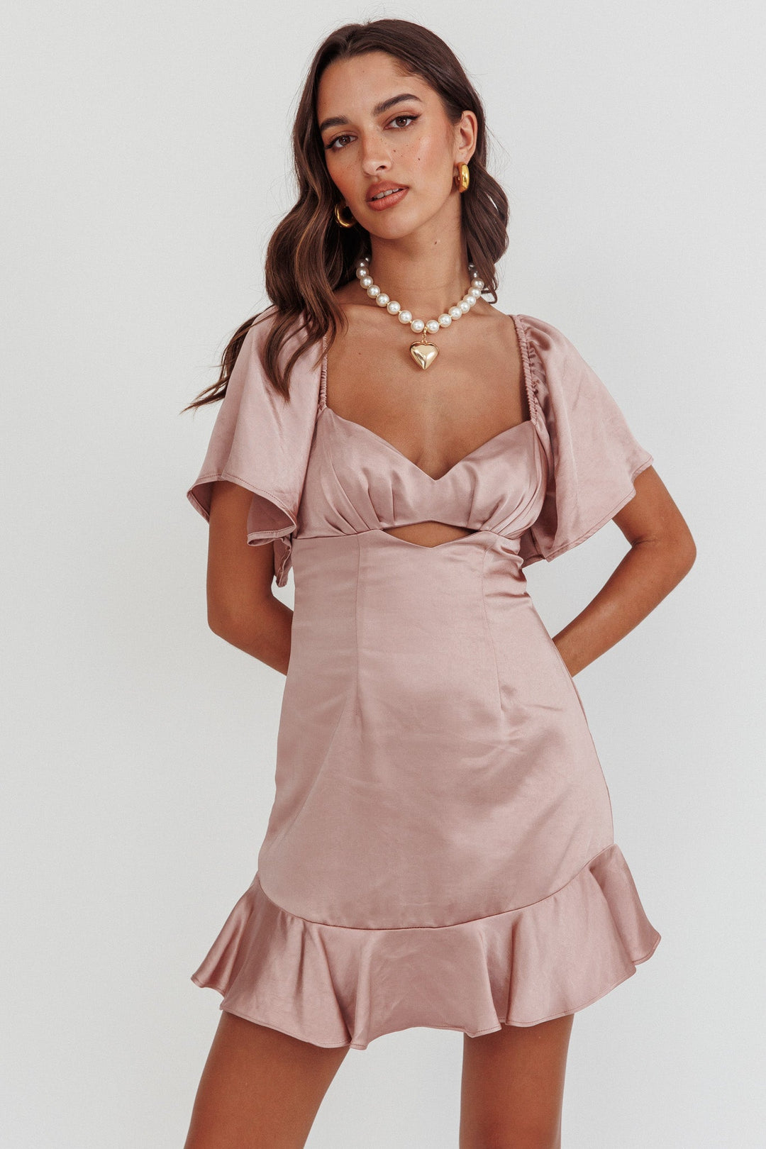 Isabella | Ruffle Mini Dress - Blush