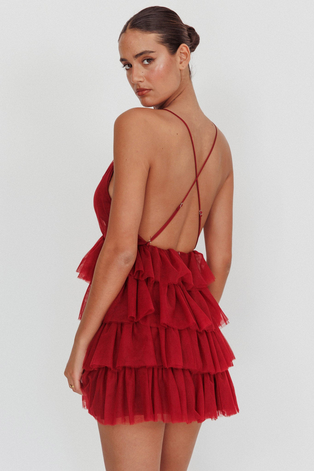 Auguste | Tulle Mini Dress - Burgundy