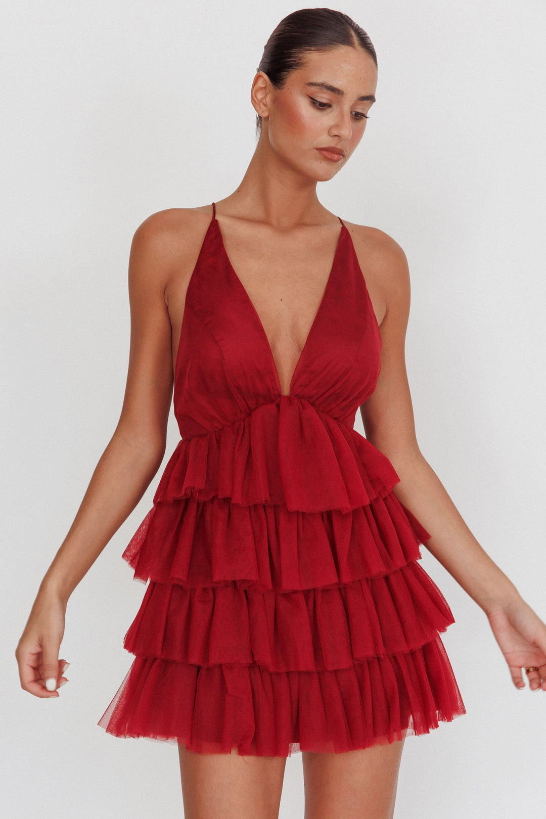 Auguste | Tulle Mini Dress - Burgundy