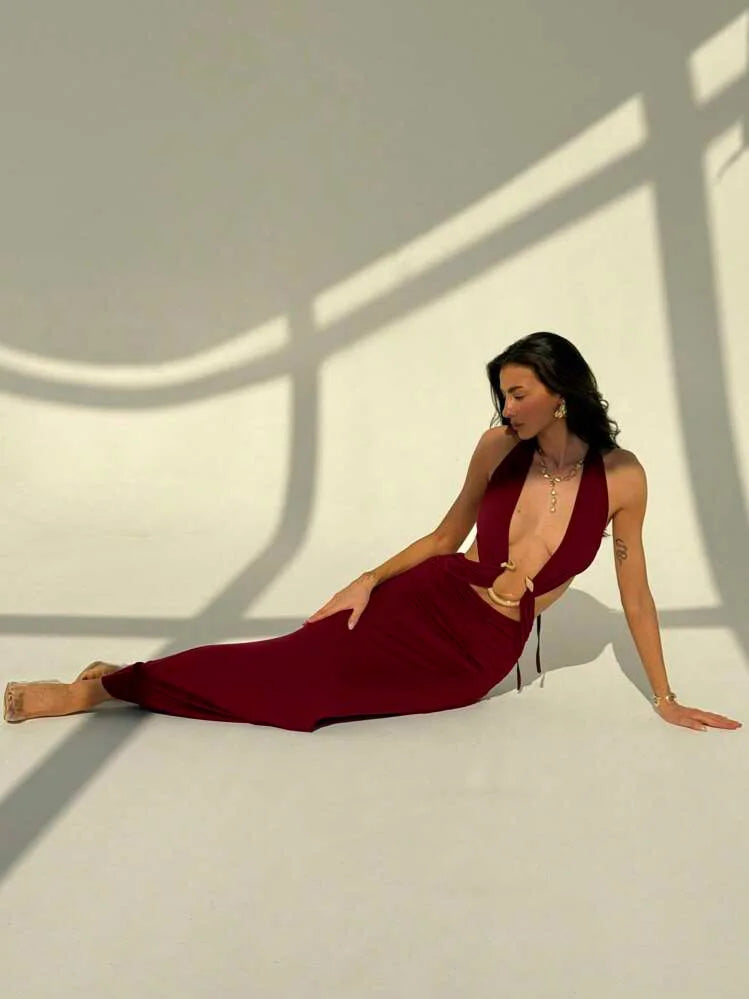 Zerina | Plunge Cutout Maxi Dress