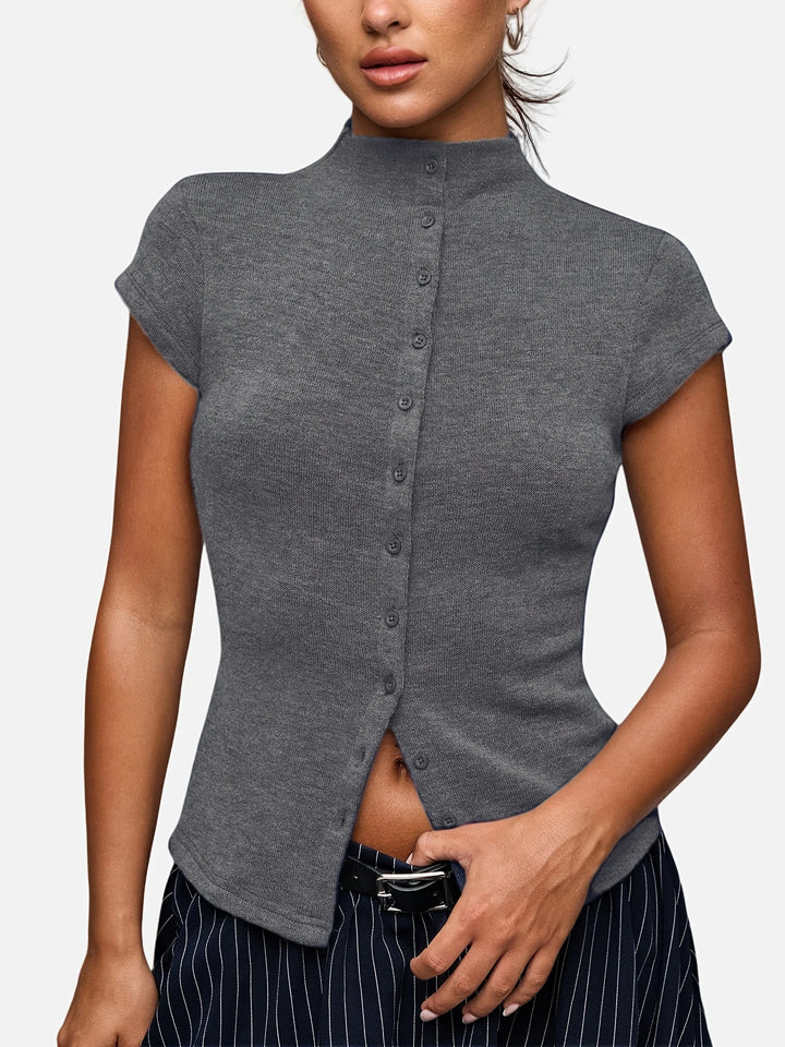 Mila - Ribbed Button Knit