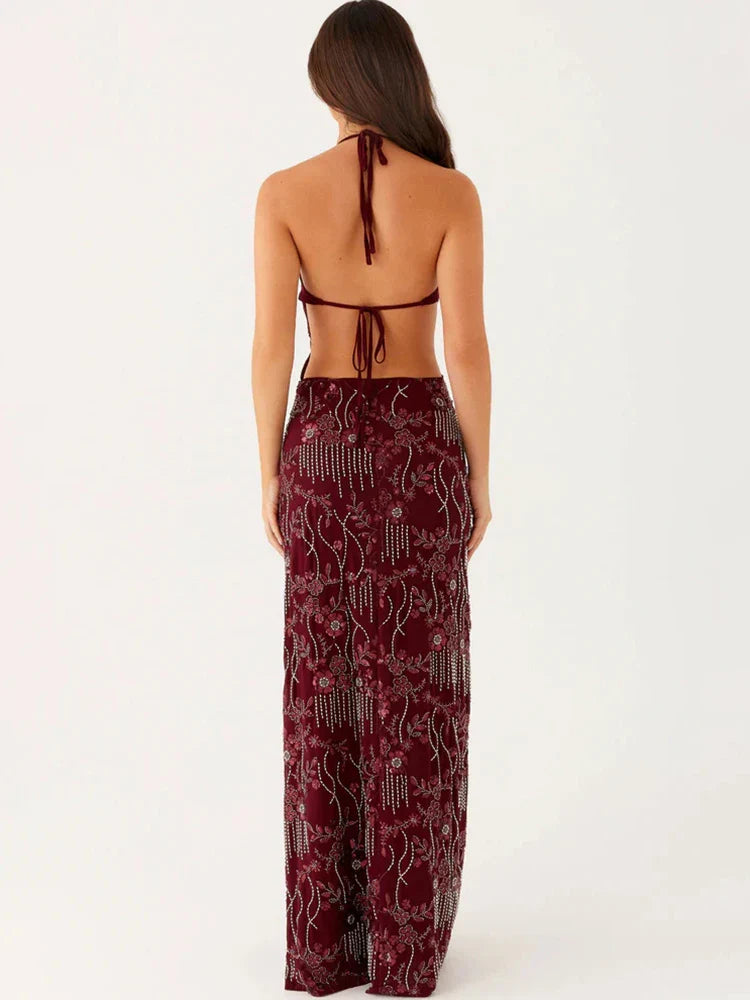 Arabella | Backless Sequin Maxi Dress