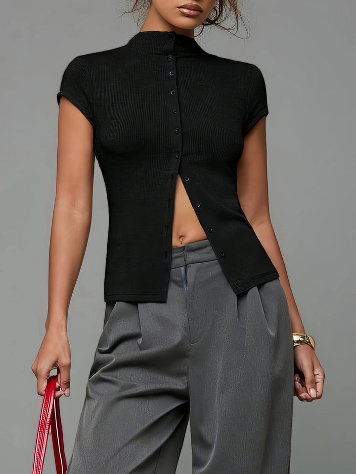 Mila - Ribbed Button Knit