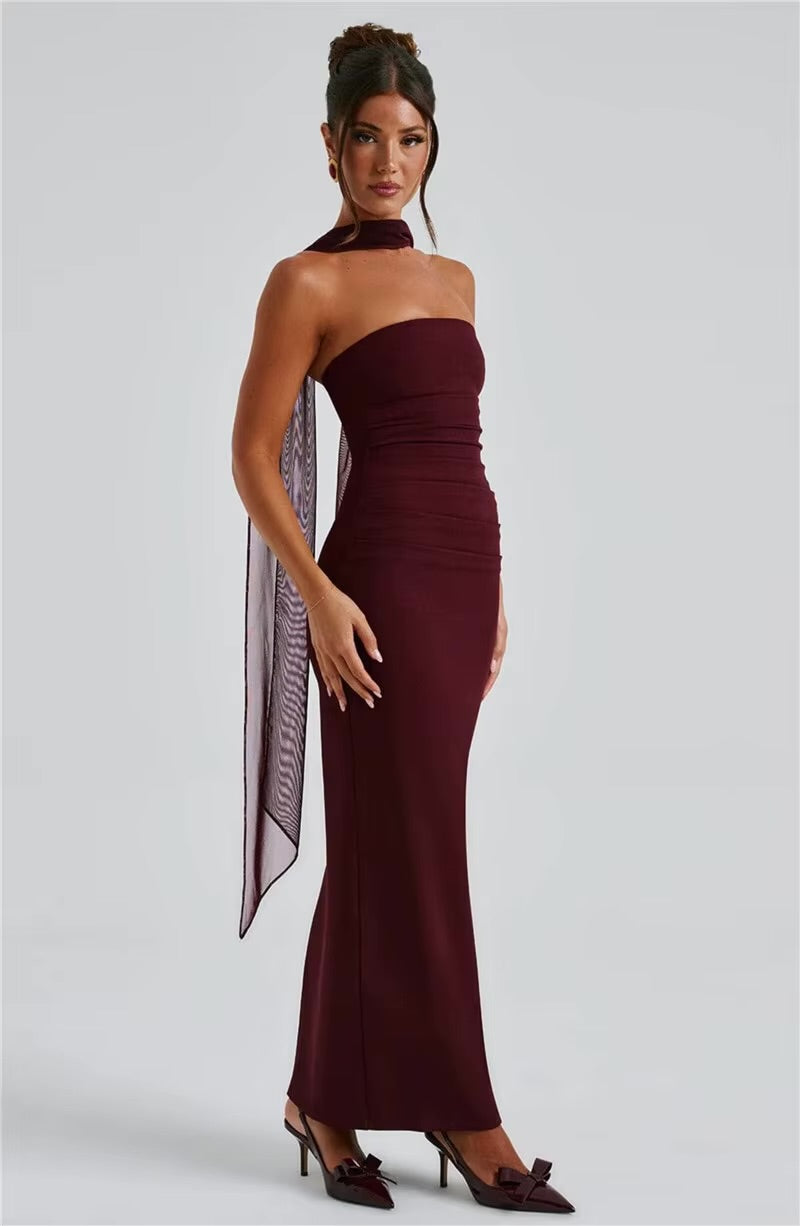 Celestine - Scarf-Neck Maxi Dress