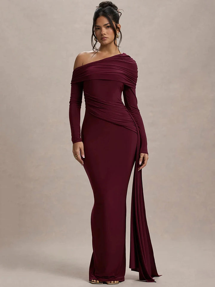 Alessia - Draped Shoulder Gown