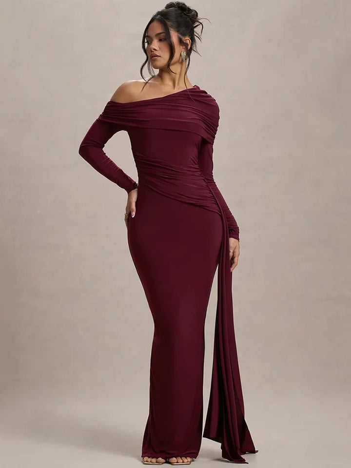Alessia - Draped Shoulder Gown