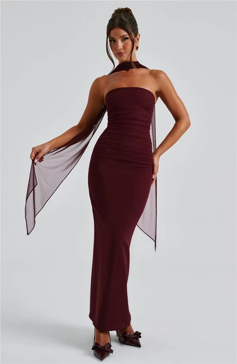 Celestine - Scarf-Neck Maxi Dress