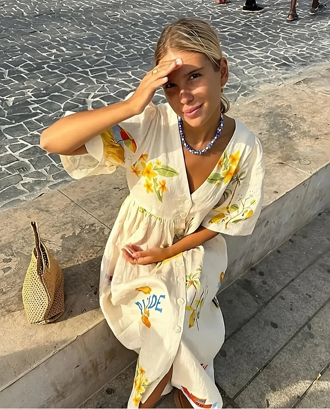 Jade | Elegant Greek Pattern Midi Dress