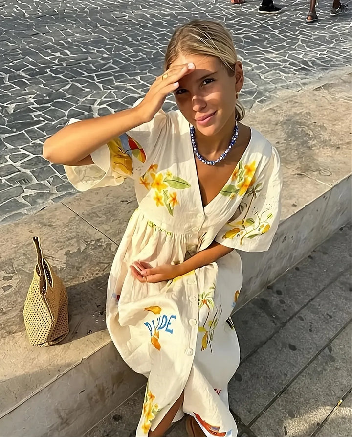 Jade | Elegant Greek Pattern Midi Dress