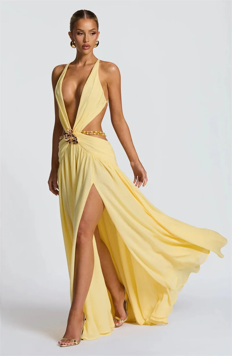 Cressida | Cut-Out Maxi Dress Yellow