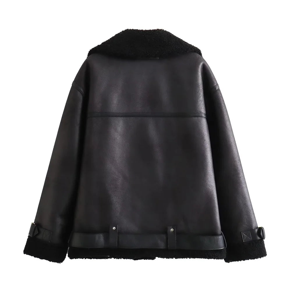 Talia - Faux‑Suede Belted Jacket