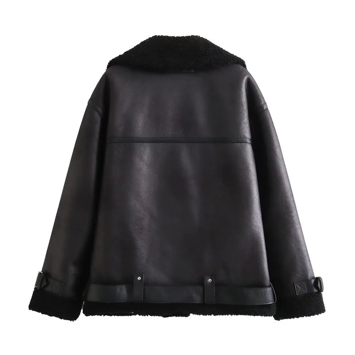 Talia - Faux‑Suede Belted Jacket