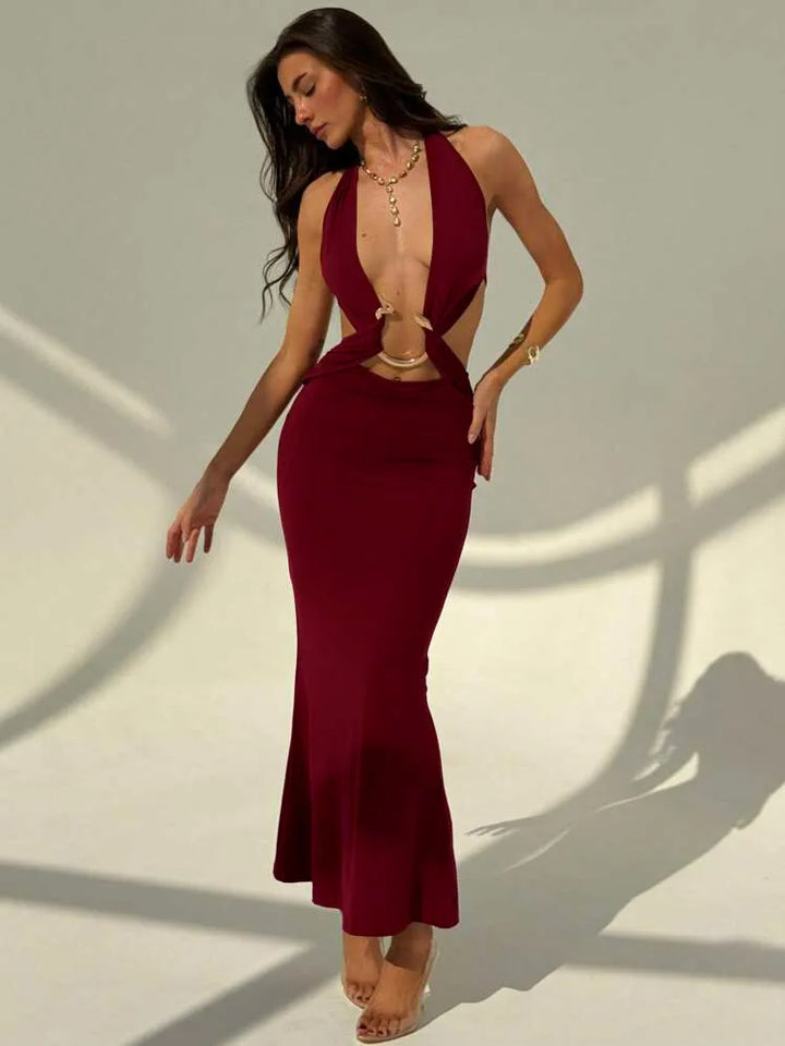 Zerina | Plunge Cutout Maxi Dress