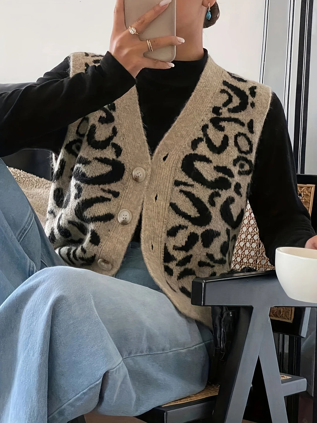 Nova - Leopard Knit Vest
