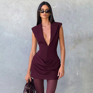 Vireza | Ruched Mini Dress - Wine Red