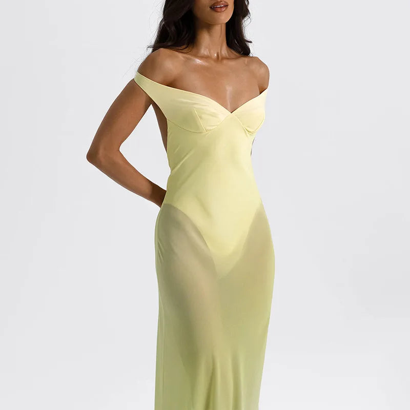 Zivra | See Through Maxi Dress - Yellow
