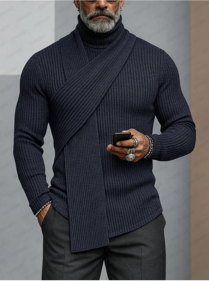 Minimalism Turtleneck Scarf-Decorated Knit Undershirt
