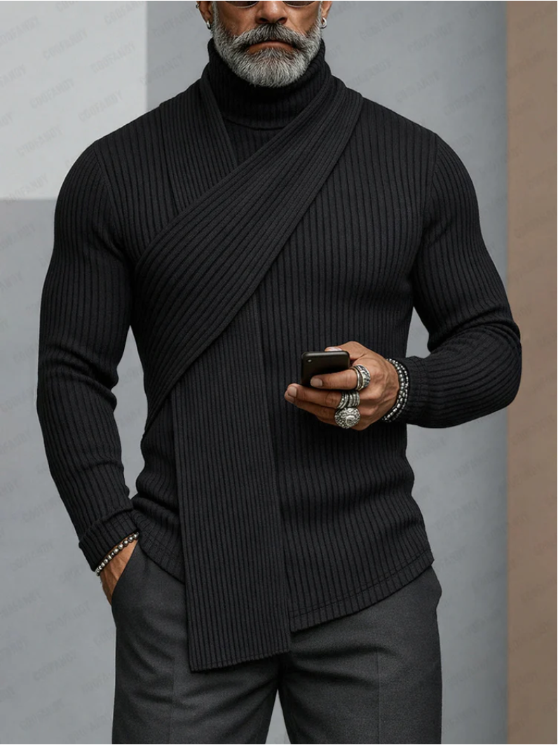 Minimalism Turtleneck Scarf-Decorated Knit Undershirt