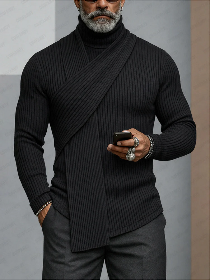 Minimalism Turtleneck Scarf-Decorated Knit Undershirt