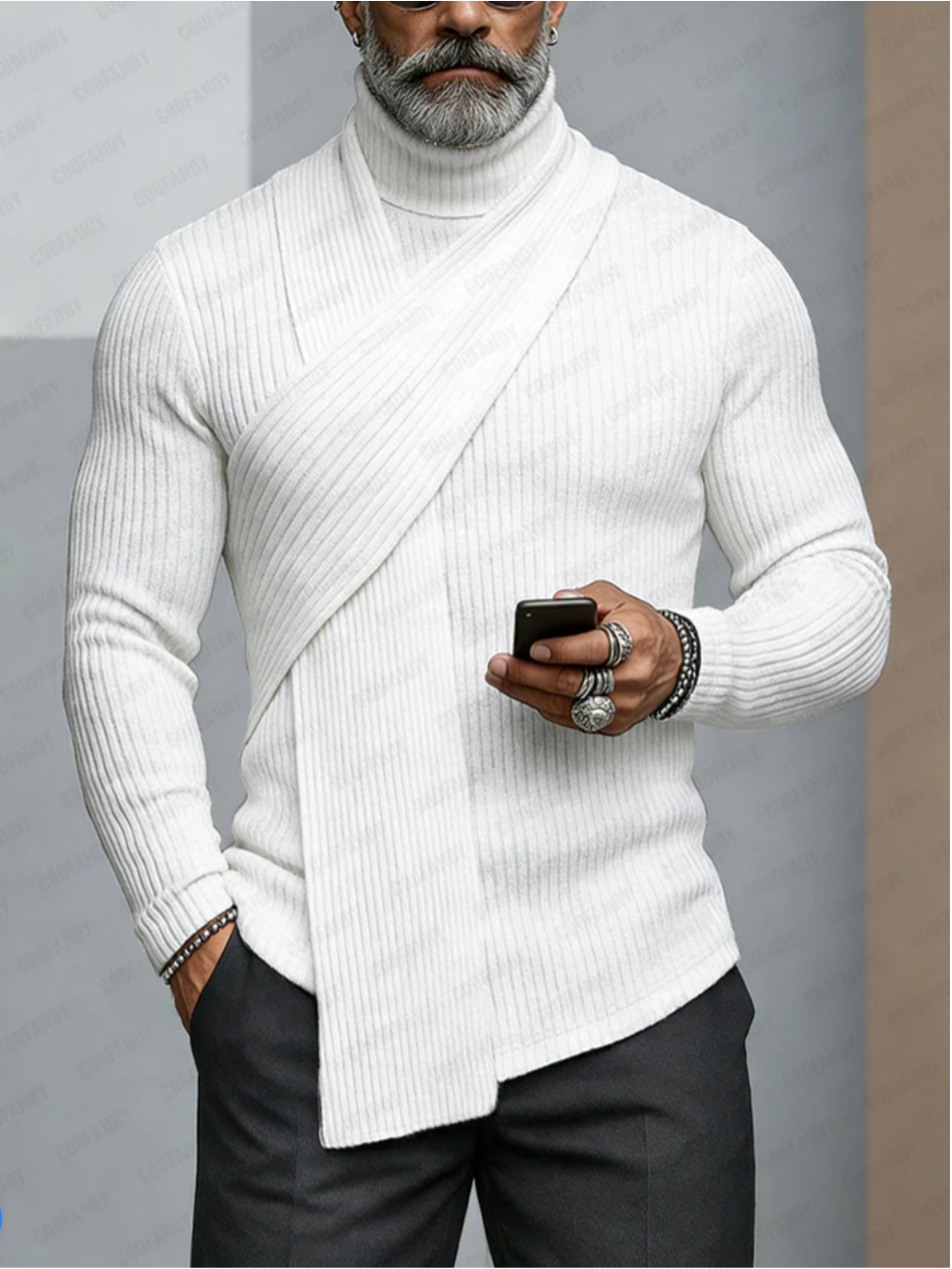 Minimalism Turtleneck Scarf-Decorated Knit Undershirt