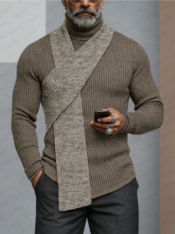Minimalism Turtleneck Scarf-Decorated Knit Undershirt
