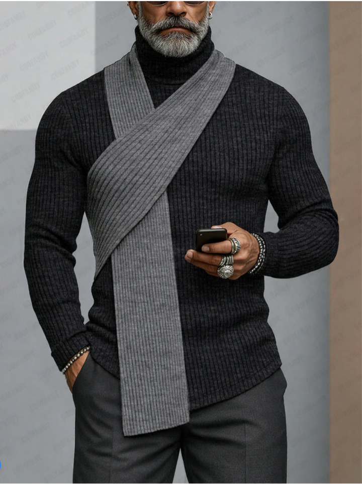 Minimalism Turtleneck Scarf-Decorated Knit Undershirt
