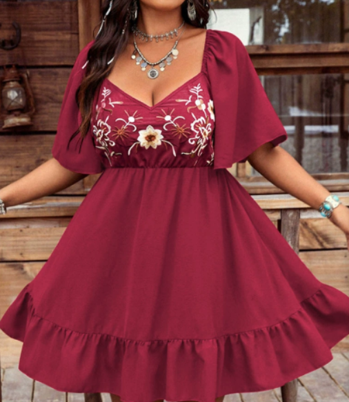 Rowanne | Floral Embroidered Dress